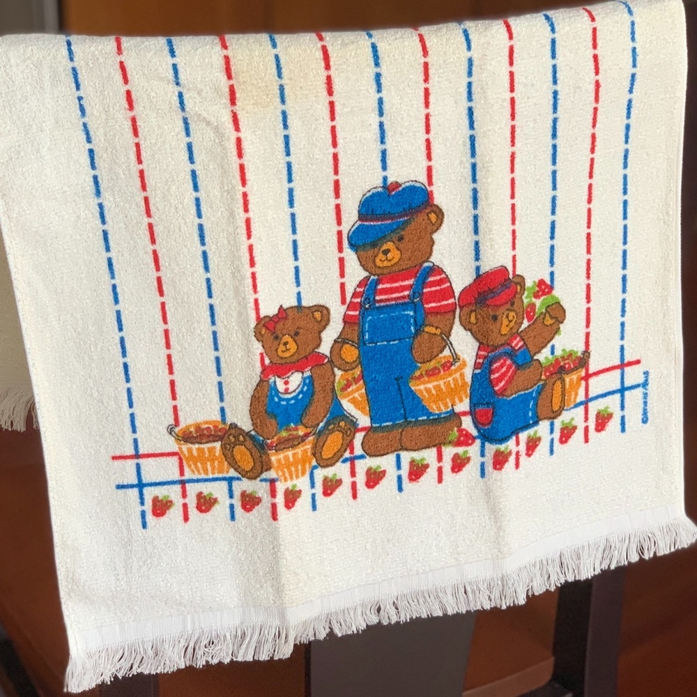 Teddy Bear Family Hand Towel Farmhouse Kitchen Terrycloth